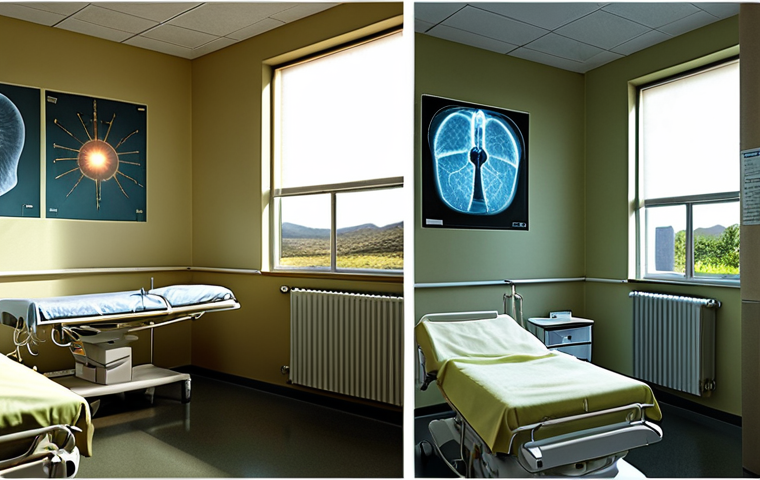 **

A split image. On one side, a serene natural landscape representing natural radiation sources like cosmic rays and soil. On the other, a brightly lit hospital scene with an X-ray machine, symbolizing artificial radiation. Juxtapose the subtle, ever-present nature of natural radiation with the focused application of artificial radiation in medicine.

**